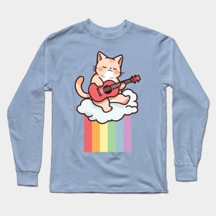 Rainbow Cat Ukulele on Clouds - It's Gonna Be Uke Long Sleeve T-Shirt